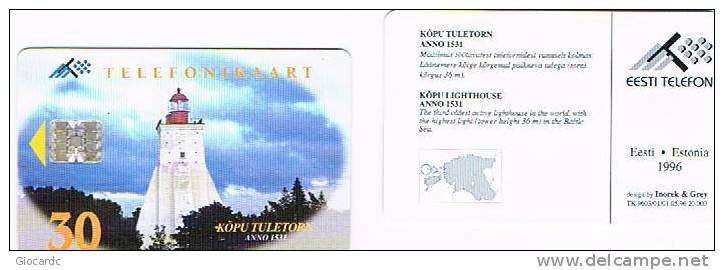 ESTONIA -  EESTI TELEFON (CHIP) - 1996 KOPU LIGHTHOUSE       - USED°  -  RIF. 5142 - Leuchttürme