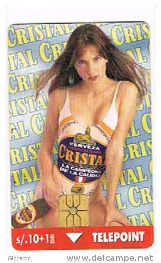PERU'  - TELEPOINT  (CHIP) - 1997 BEER CRISTAL: GIRL 10      - USED  -  RIF. 2024 - Food