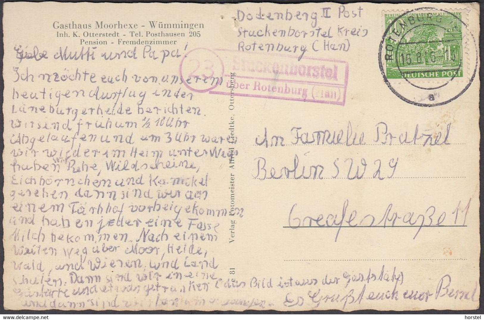 D-28870 Ottersberg- Wümmingen - Gasthaus Moorhexe - Landpoststempel ! - Nice Stamp "Berlin 1956" - Rotenburg (Wümme)