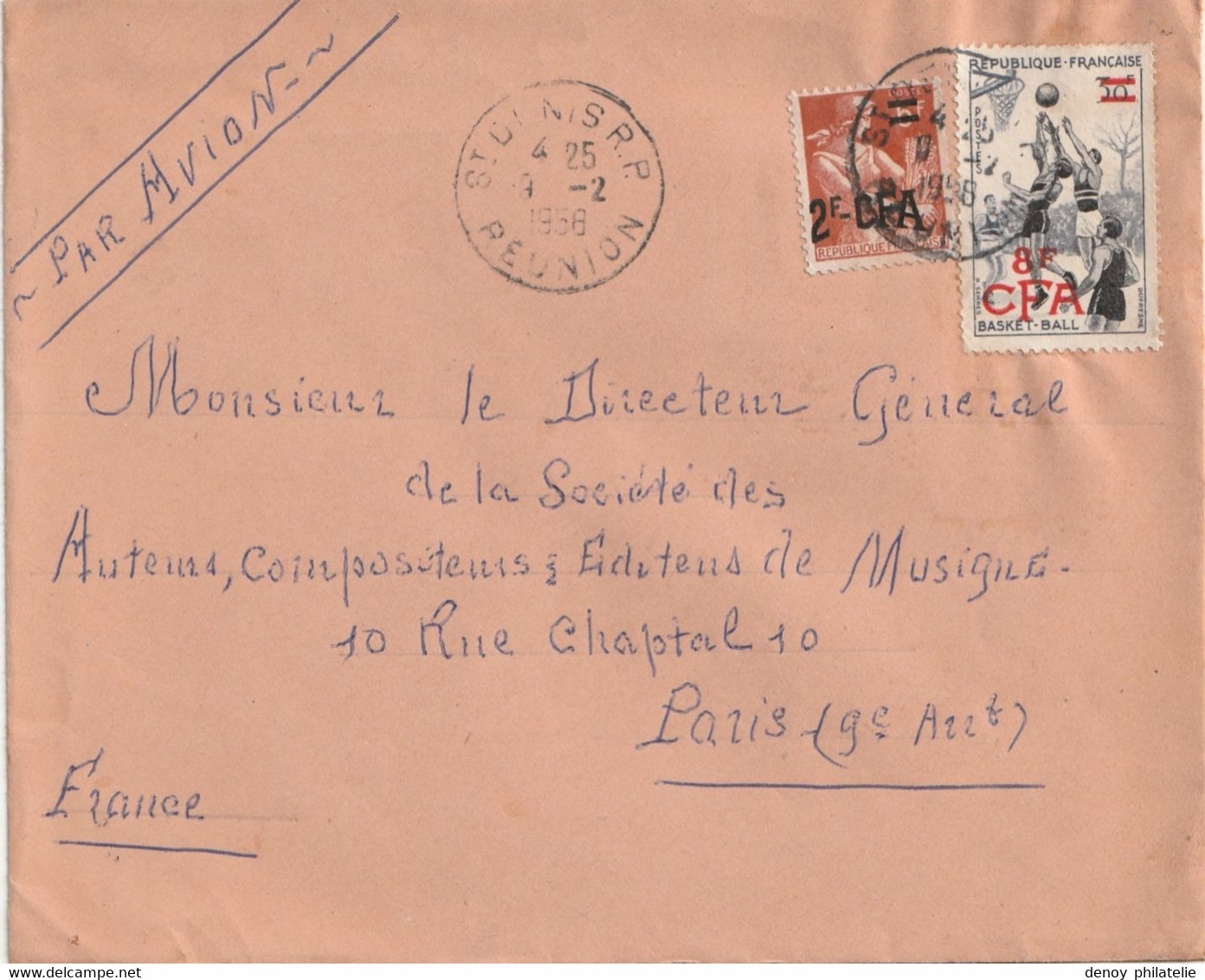 Lettre Recommandé De Saint Denis 1958 - Storia Postale