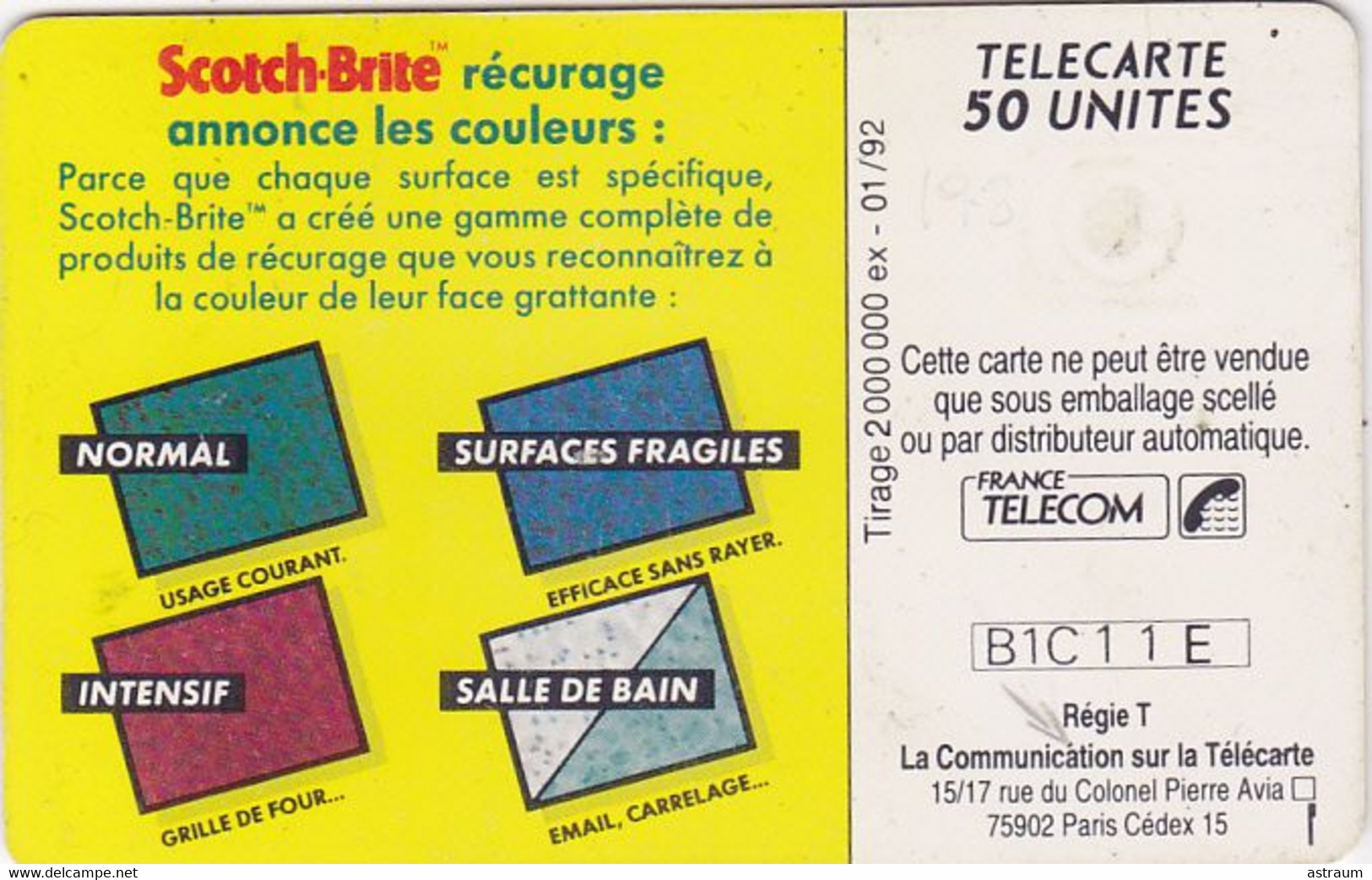 Telecarte Variété - F 225 V8 - Scotch Brite - ( Accent Sur A ) - Fehldrucke