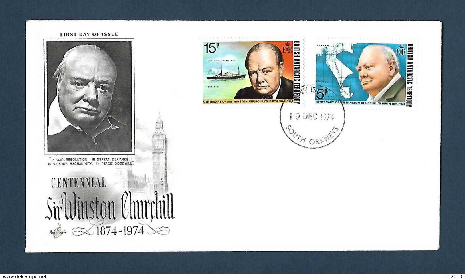 British Antartic Territory - FDC Centennial Sir Winston Churchill  1874-1974 - FDC