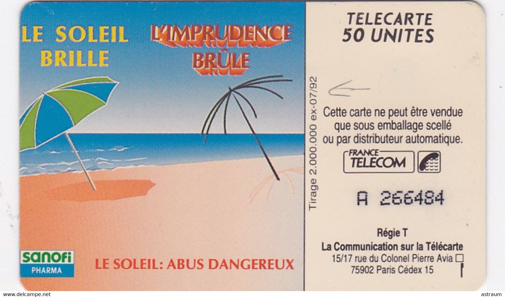 Telecarte Variété - F 285 - Sanofi - ( N° Décalé ) - Variëteiten