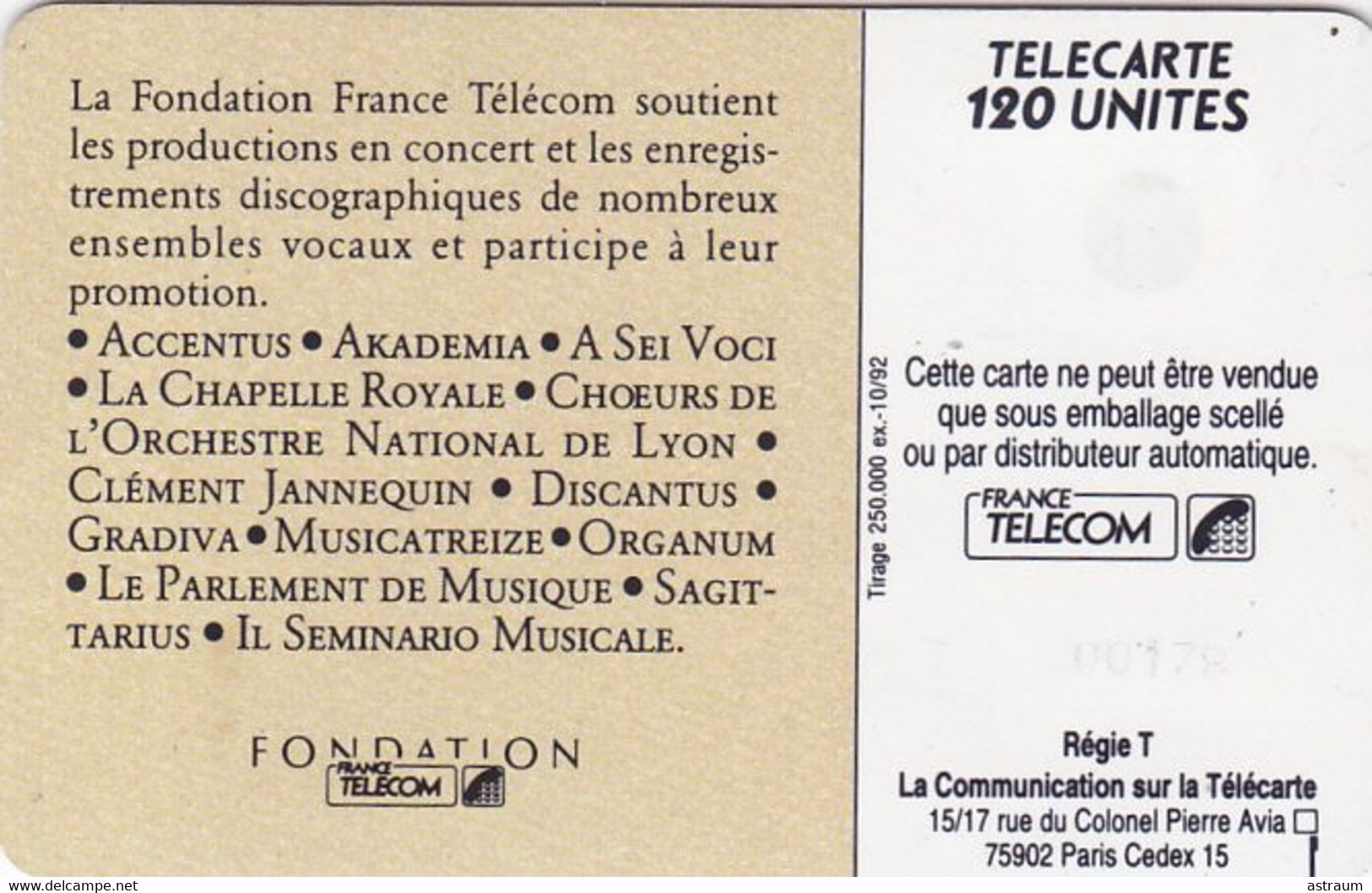 Telecarte Variété - F 292 - France Telecom Mecene - (  N° 8 A L'envers ) - Variétés