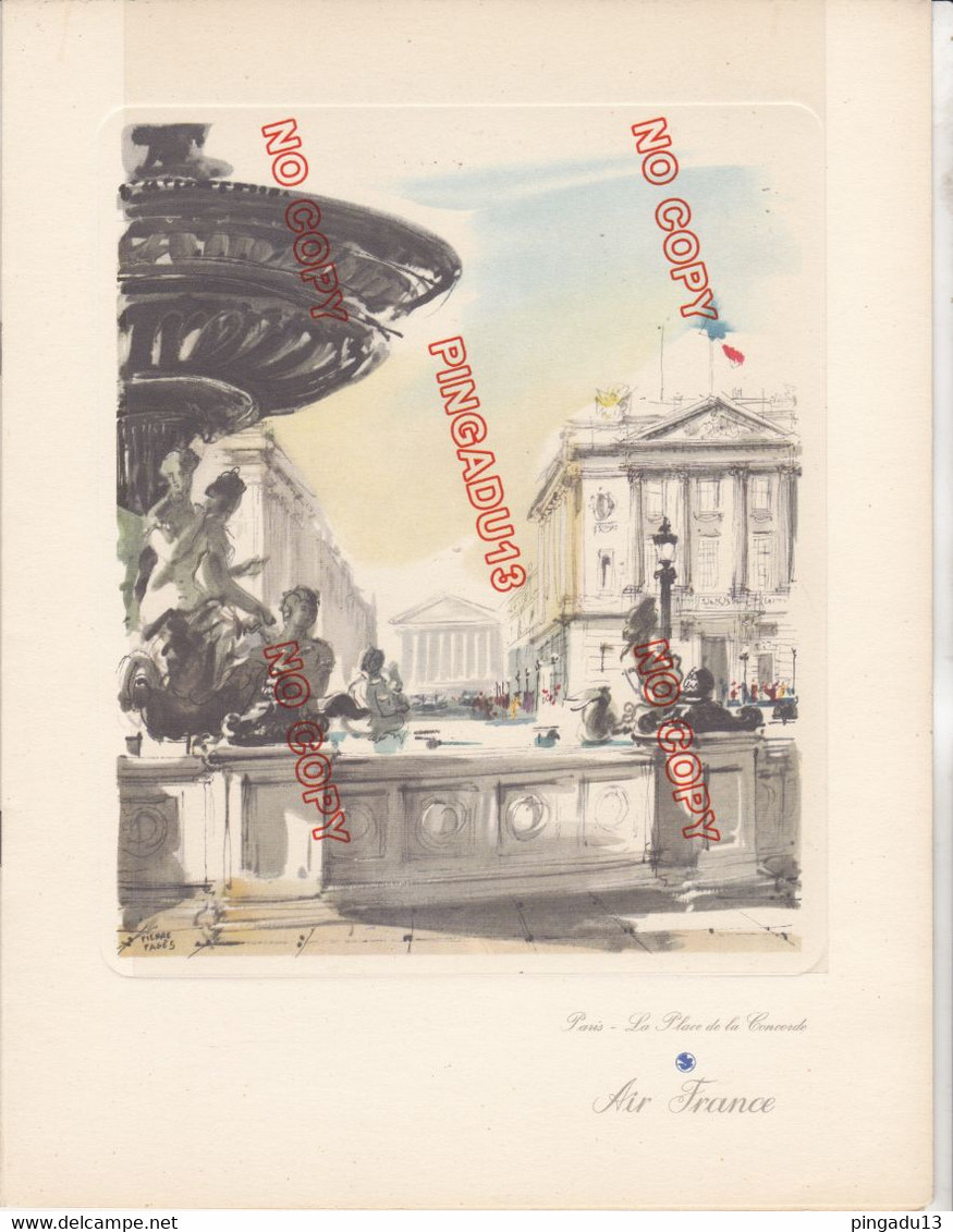 Au Plus Rapide Air France Menu Novembre 1957 Ligne Chicago Montréal Paris Très Bon état - Menus