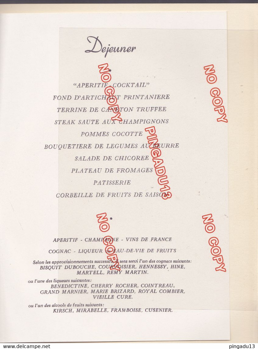 Au Plus Rapide Air France Menu Novembre 1957 Ligne Chicago Montréal Paris Très Bon état - Menú