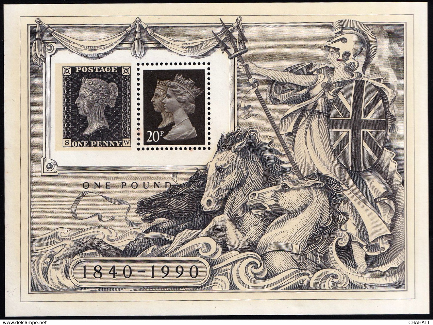 ONE PENNY BLACK-+20p-Q.E.II- ONE POUND-GREAT BRITAIN MS- MNH-M4-55 - Essais & Réimpressions