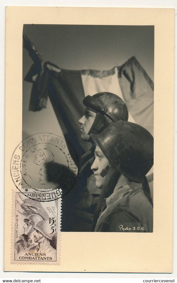 ALGERIE - Photo Maximum - 15F + 5F Anciens Combattants - Oblitération ALGER 27 Mars 1954 - Cartoline Maximum
