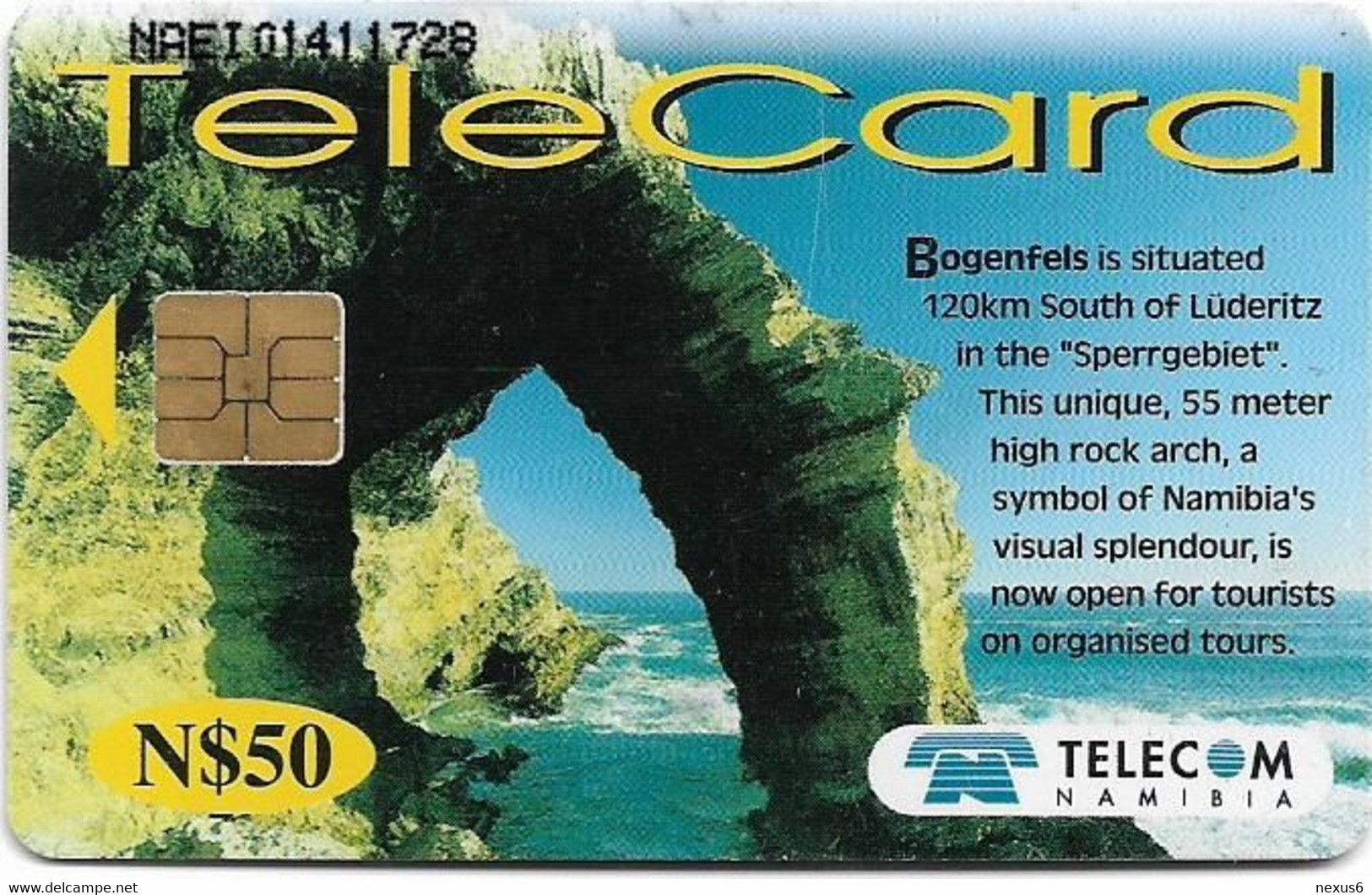 Namibia - Telecom Namibia - Places Of Interest, Bogenfels, 2001, 50$, Used - Namibie