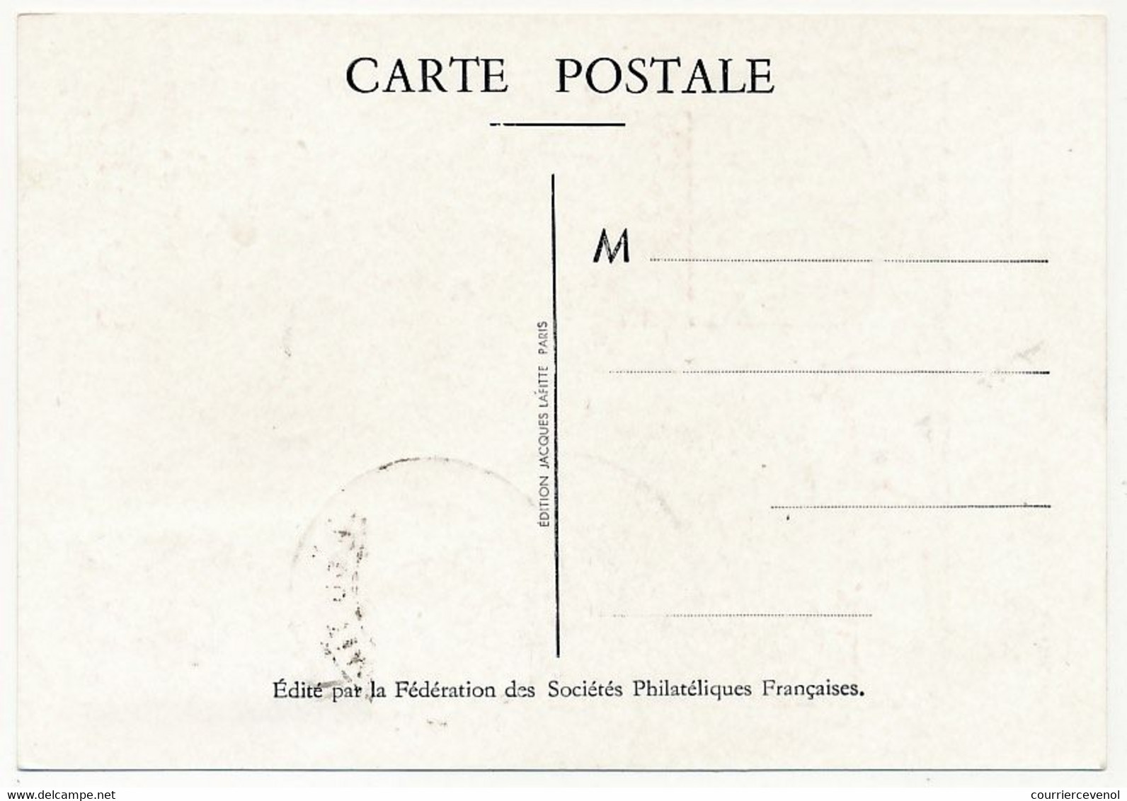 ALGERIE - Carte Fédérale - Journée Du Timbre 1947 LOUVOIS - Sidi-Bel-Abbès - 13 Mars 1947 - Cartes-maximum