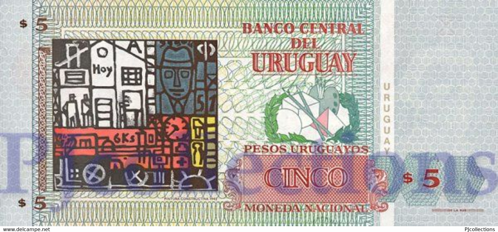 URUGUAY 5 PESOS URUGUAYOS 1998 PICK 80a UNC - Uruguay