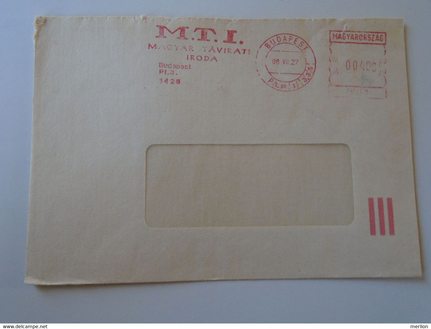 D193812 Hungary  Cover -EMA Red Meter Freistempel 1988 MTI Magyar Távirati Iroda    Budapest - Automatenmarken [ATM]