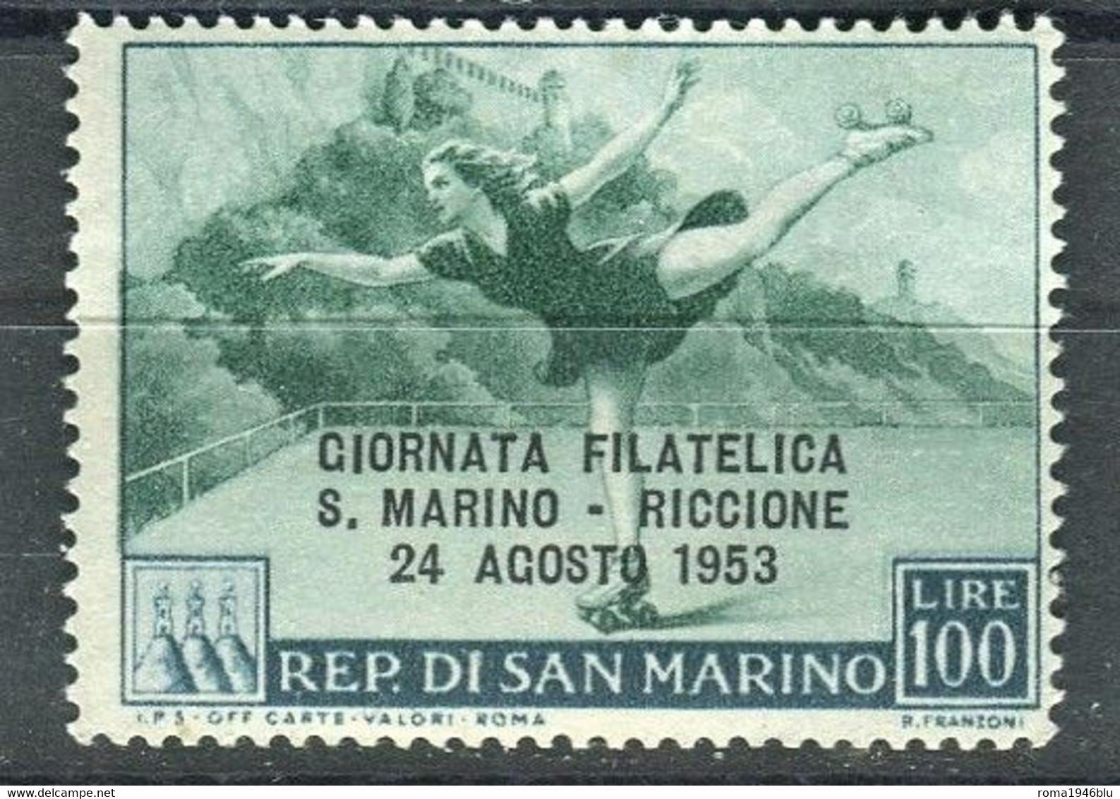 SAN MARINO 1953 5° GIORNATA FILATELICA SAN MARINO-RICCIONE  100 L. ** MNH - Neufs