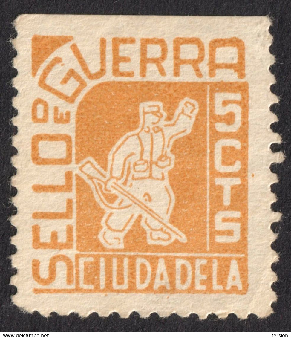 Civil War SPAIN Charity Cinderella Label Ciudadela Sello De Guerra LABEL VIGNETTE CINDERELLA TAX Soldier Gun - Kriegssteuermarken