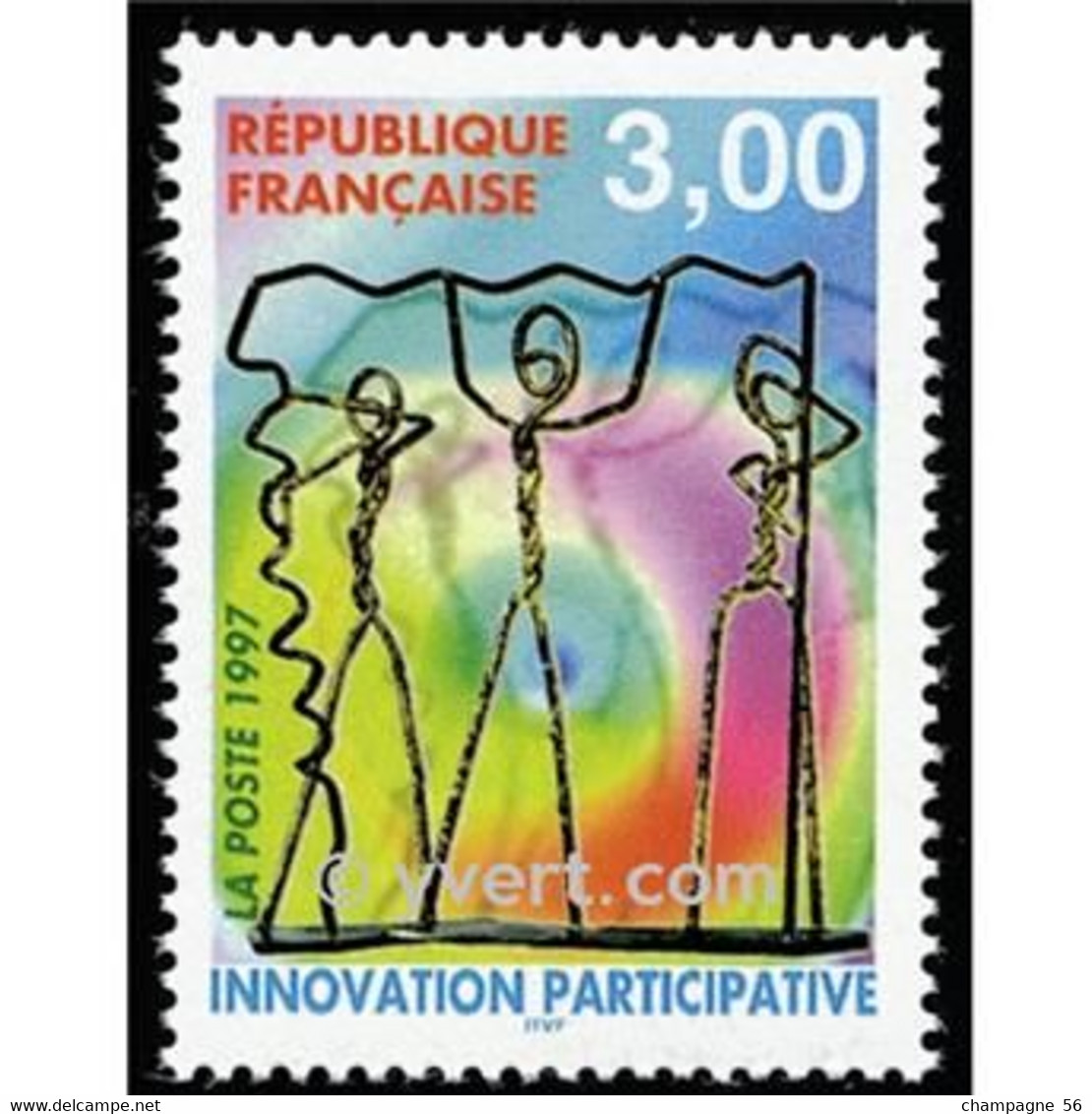 VARIETES FRANCE 1997  N° 3043 OBLITERE 30.6.97 CONTOUR DECALER BLANC / LAMPE U.V. / SCANNE 4 PAS A VENDRE - Oblitérés