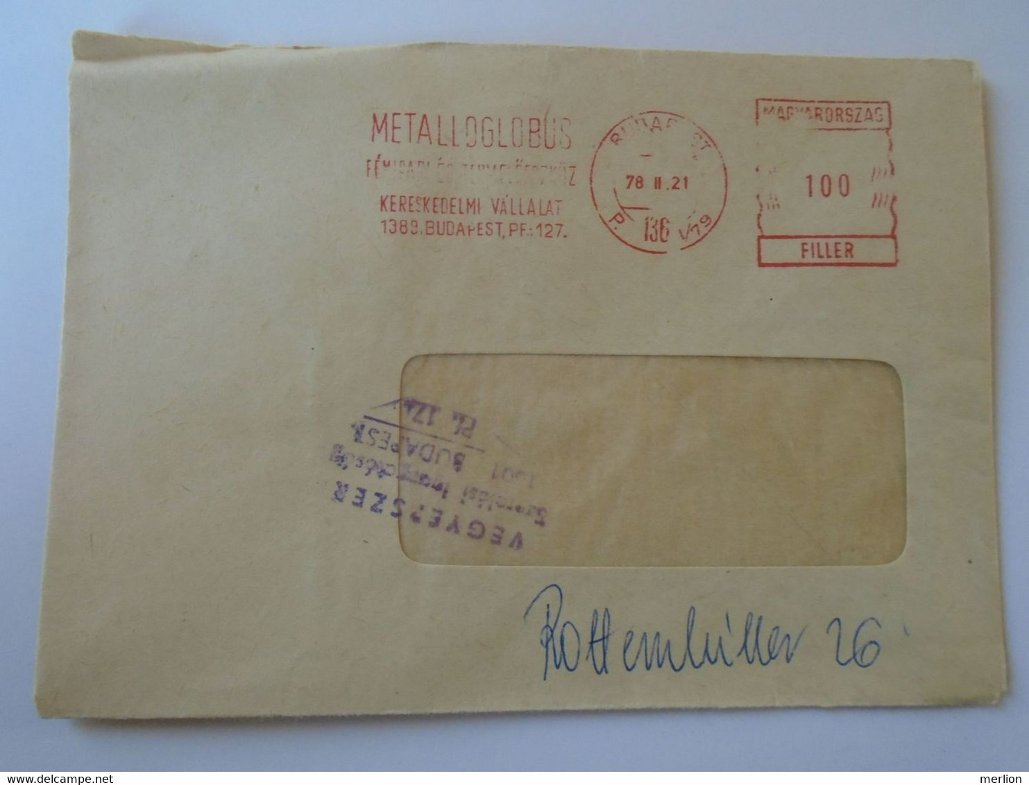 D193823 Hungary Cover -EMA Red Meter Freistempel 1978 Metalloglobus Budapest - Automaatzegels [ATM]