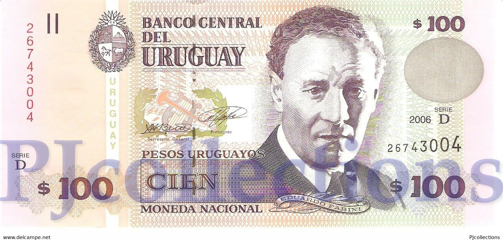 URUGUAY 100 PESOS URUGUAYOS 2006 PICK 85A UNC - Uruguay