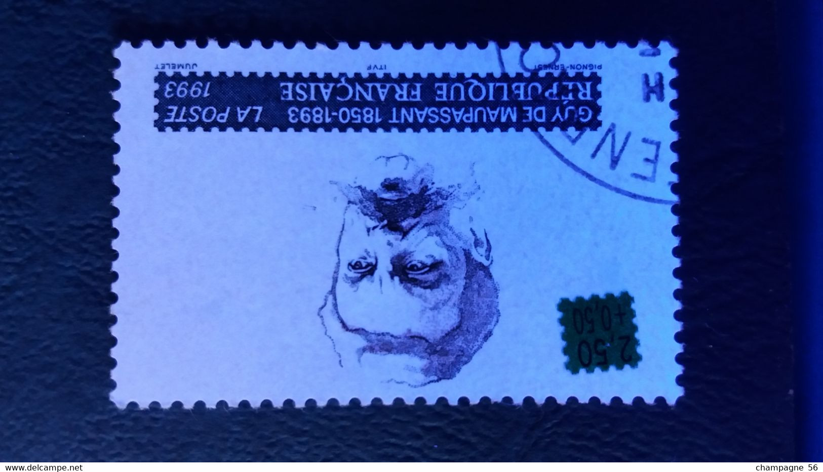 VARIETES FRANCE 1993  N° 2799  OBLITERE CHEVEUX 2,50+0,50 DEPLACER  / LAMPE U.V. / SCANNE 3 PAS A VENDRE - Used Stamps