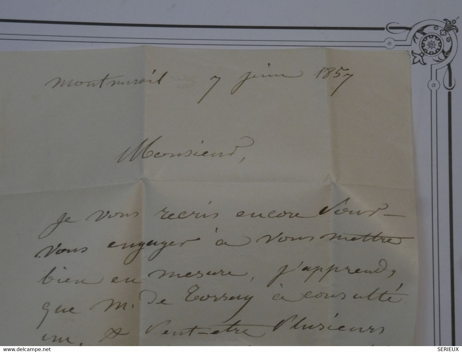 BN17 FRANCE BELLE LETTRE RR 1858 LA FERTE BEYNARD A PARIS  +NAP. N°14 GRAND BORD DE FEUILLE +++AFFRANCH. INTERESSANT + + - 1853-1860 Napoléon III