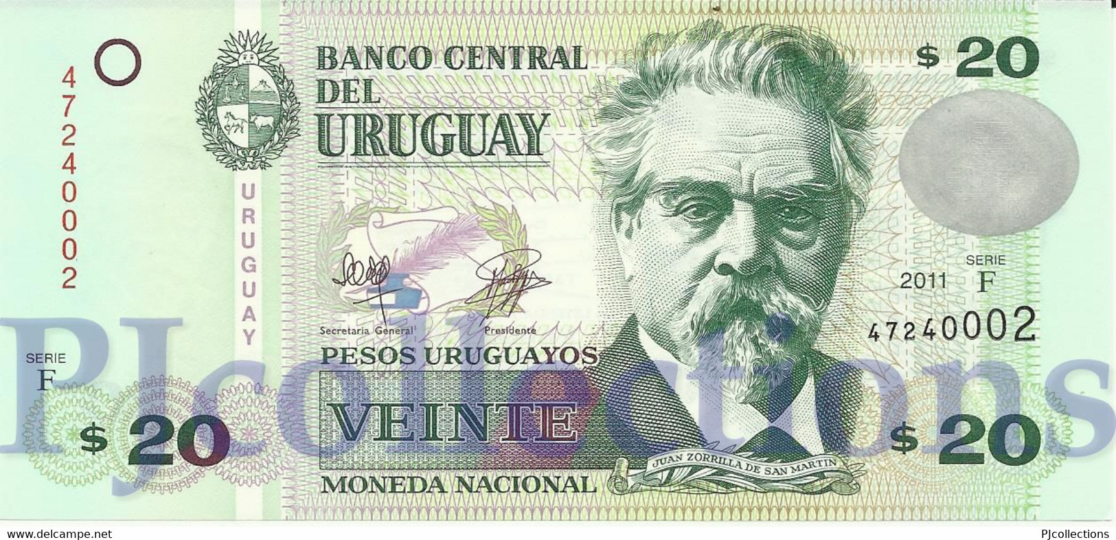 URUGUAY 20 PESOS URUGUAYOS 2011 PICK 86b UNC - Uruguay