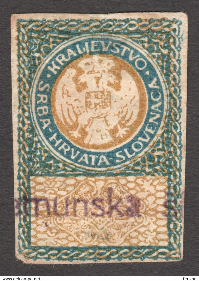 1919 1918 SHS / Yugoslavia Croatia Serbia / HUNGARY KuK Occupation - BANKNOTE Money Fiscal Revenue Tax Stamp CUT - Dienstzegels