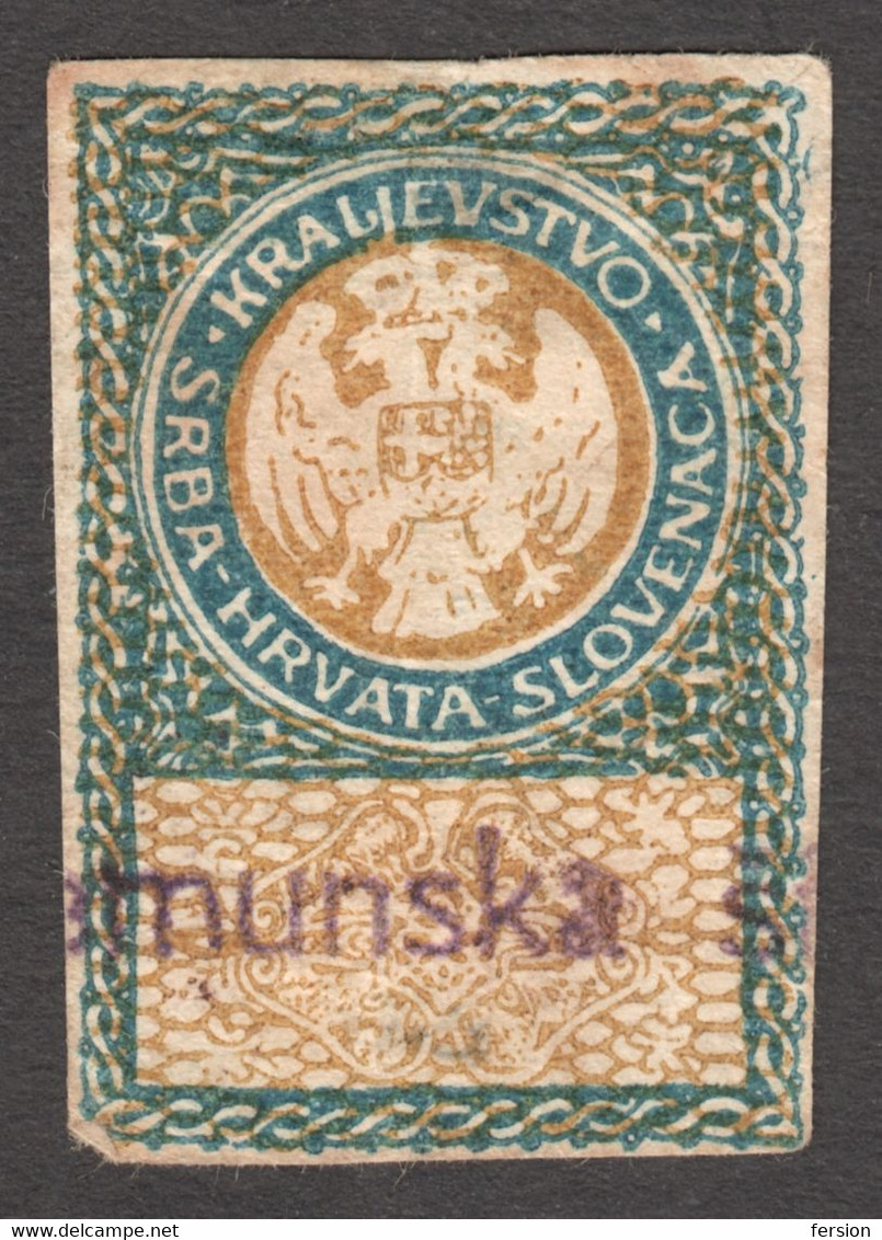 1919 1918 SHS / Yugoslavia Croatia Serbia / HUNGARY KuK Occupation - BANKNOTE Money Fiscal Revenue Tax Stamp CUT - Service