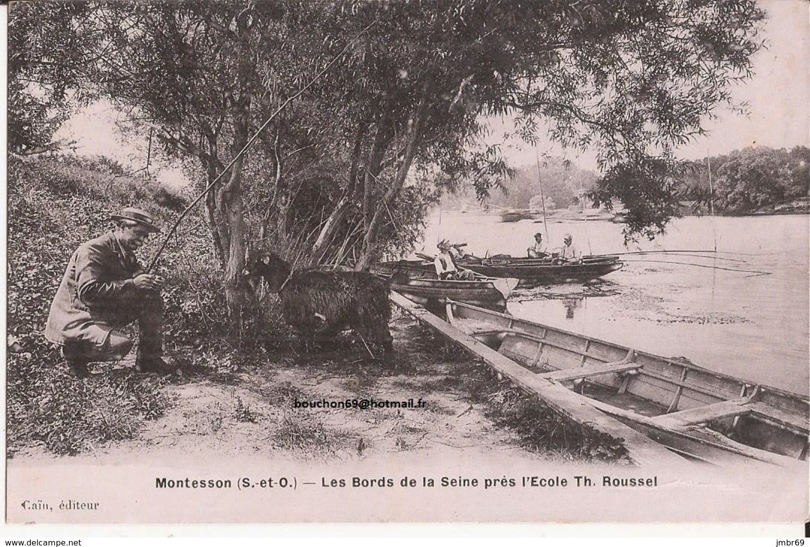 78 Montesson (S. Et O.) Les Bords De La Seine Près De L'école Th. Roussel. Avec Pêcheur(s) Litron De Rouge Chevre Goat - Montesson