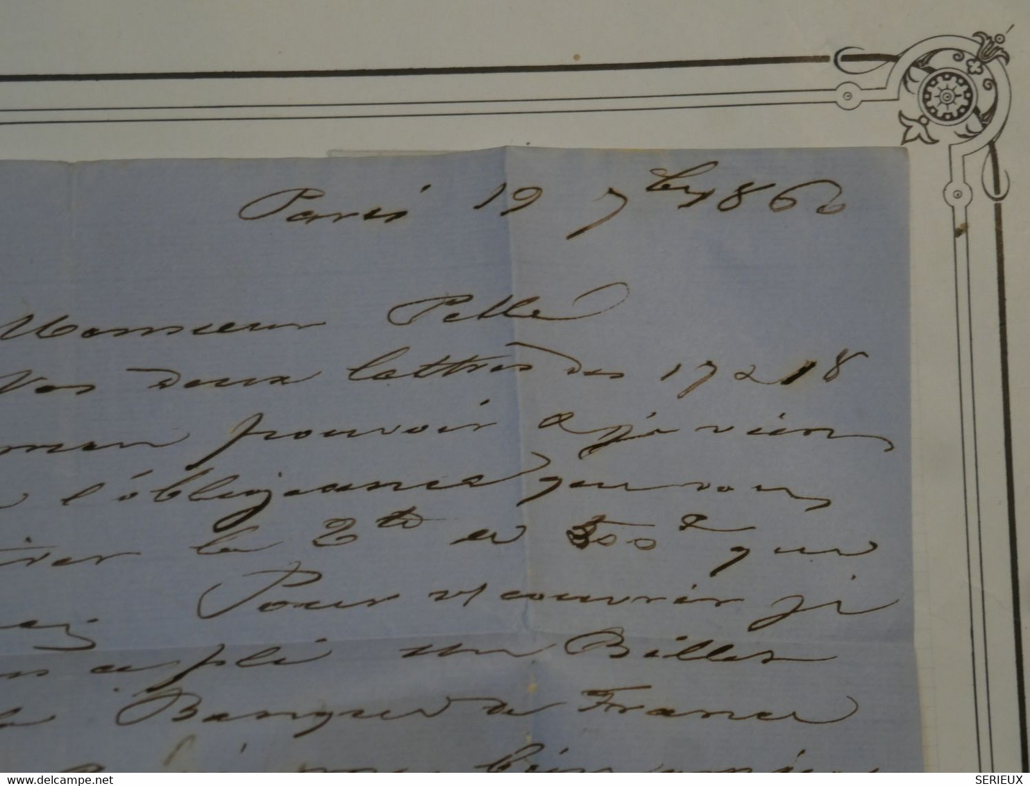 BN17 FRANCE BELLE LETTRE RR 19 11 1861 PARIS  A BORDEAUX + VRAIE PAIRE DE NAP. N°13 +BATON LOS. ++AFFRANCH. PLAISANT + + - 1853-1860 Napoléon III.