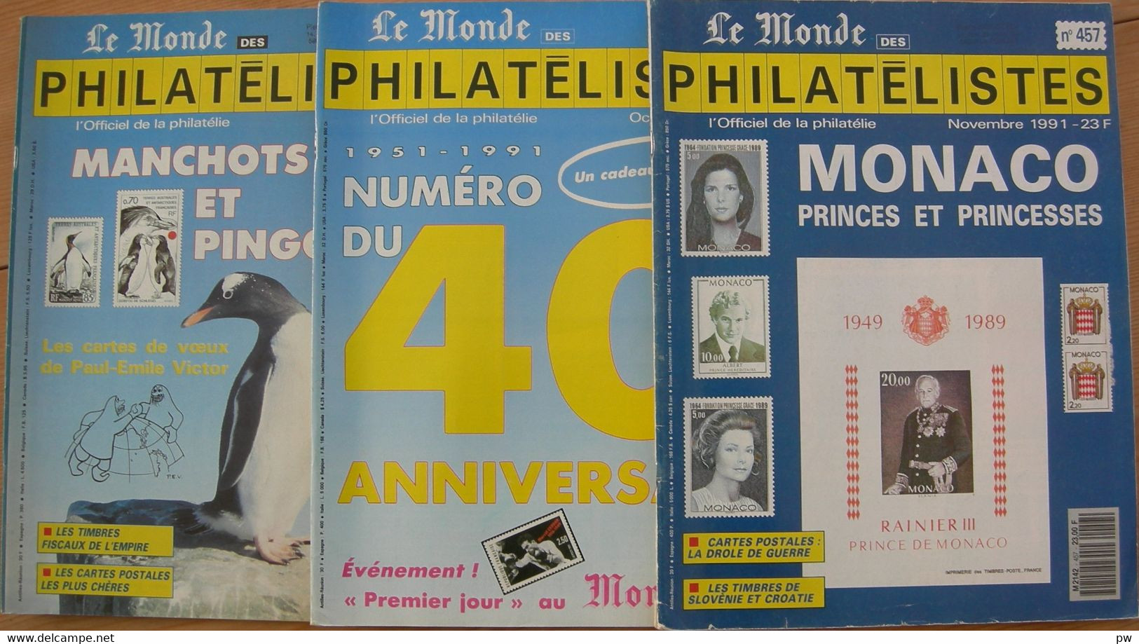 REVUE LE MONDE DES PHILATELISTES Année 1991 (n° 448, 456 Et 457). - Francés (desde 1941)