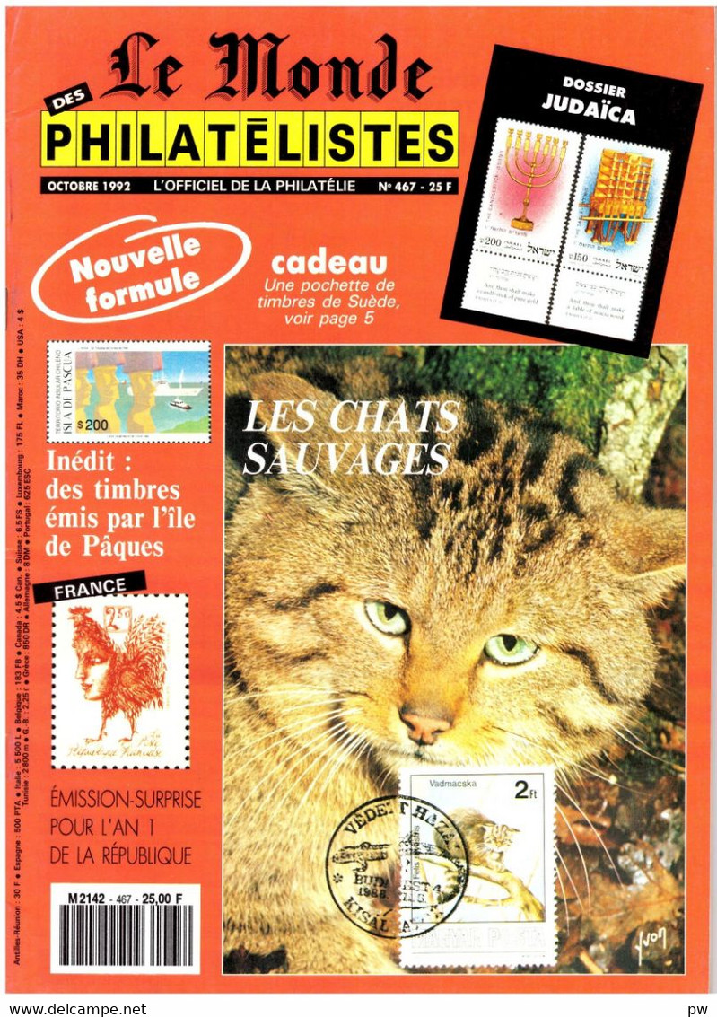 REVUE LE MONDE DES PHILATELISTES Année 1992 (n° 467) - Français (àpd. 1941)