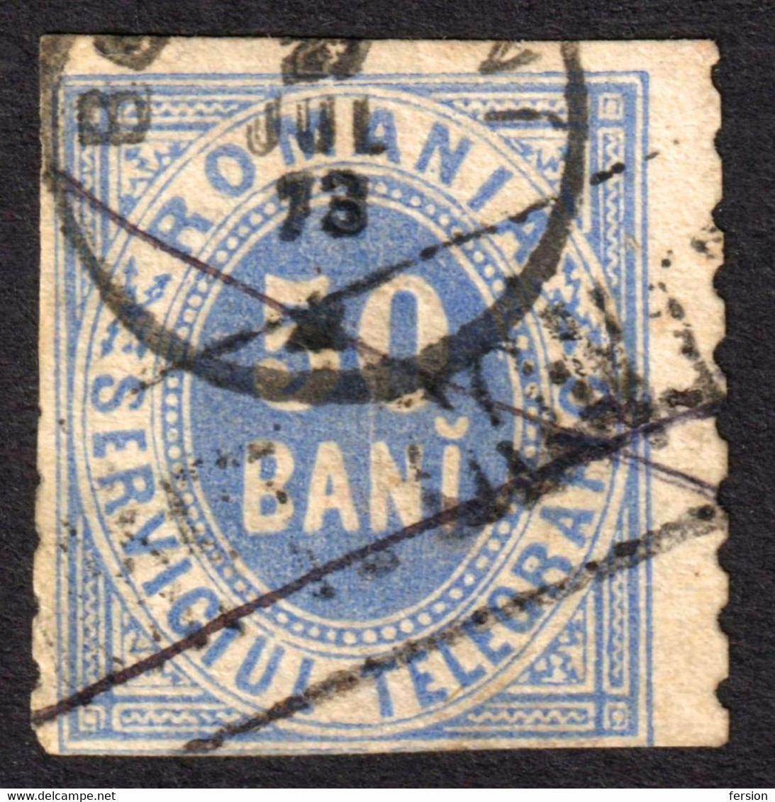 Romania 1871 Serviciul Telegrafic Telegraph Telegram TAX Stamp 50 Bani - Telegrafi