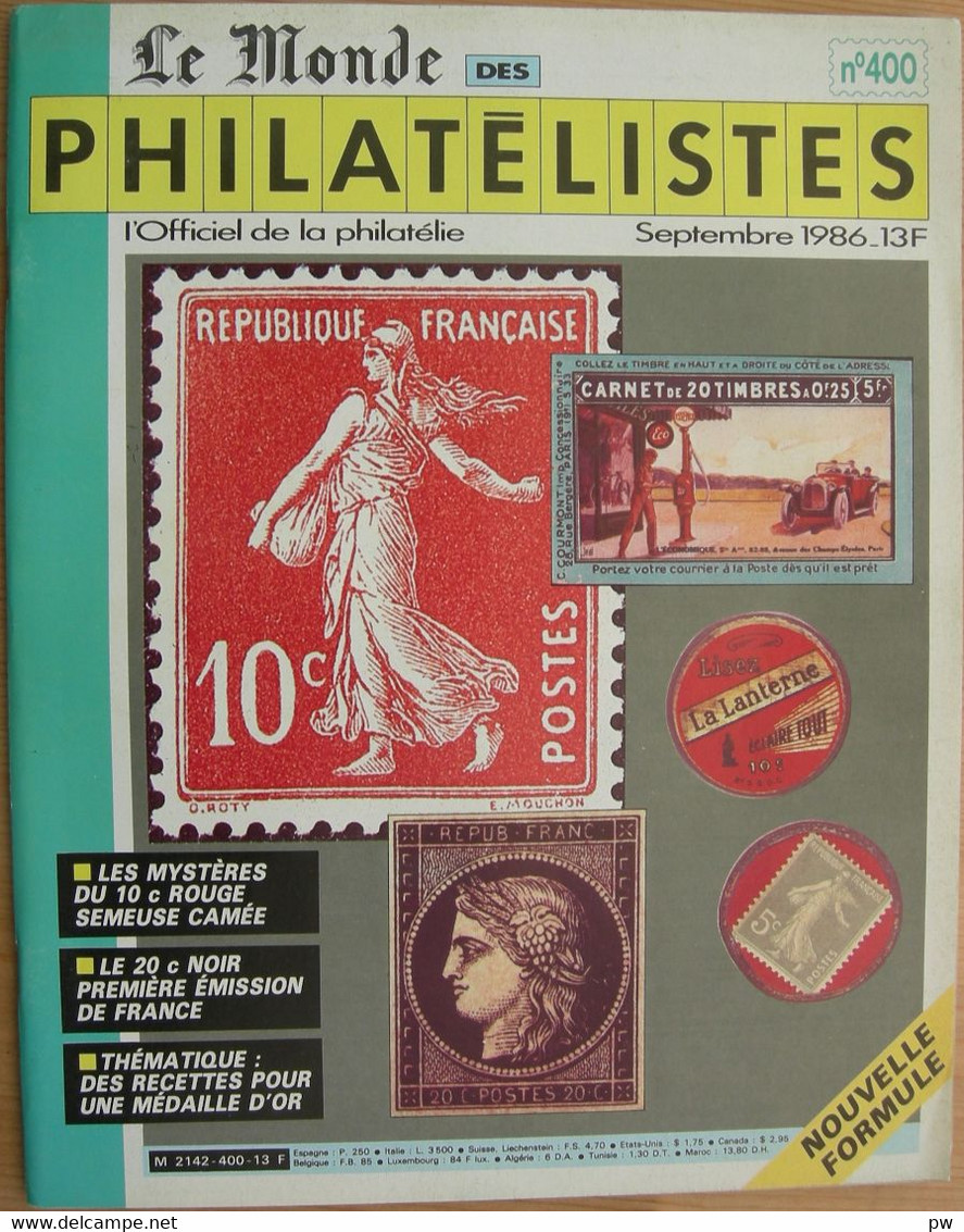 REVUE LE MONDE DES PHILATELISTES N° 400 De Septembre 1986 - Francés (desde 1941)