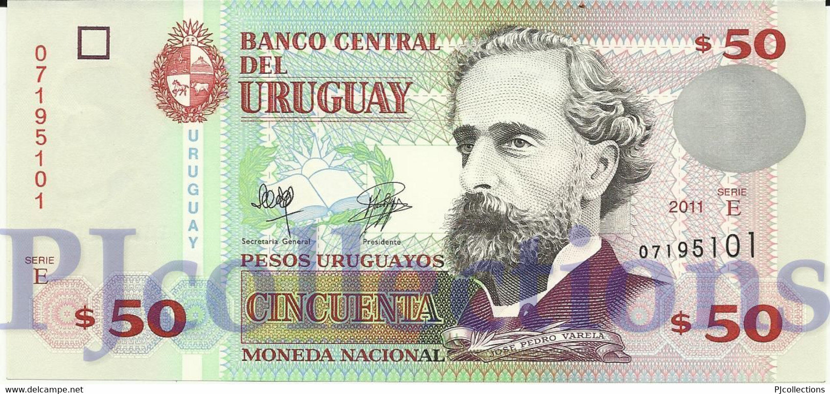 LOT URUGUAY 50 PESOS URUGUAYOS 2011 PICK 87b UNC X 5 PCS - Uruguay