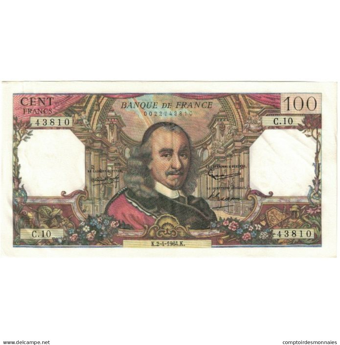France, 100 Francs, 1964, E.9, TTB, Fayette:F65.01, KM:149a - 100 F 1964-1979 ''Corneille''