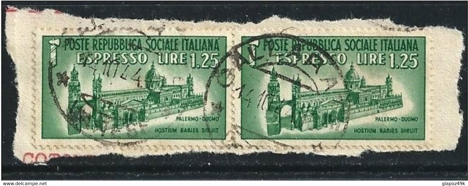 ● ITALIA - R.S.I. 1944  ESPRESSO Duomo Di Palermo  Annullo Gallarate  N.° 23 Coppia  Cat. ? € ️ L. 1022 ️ - Exprespost