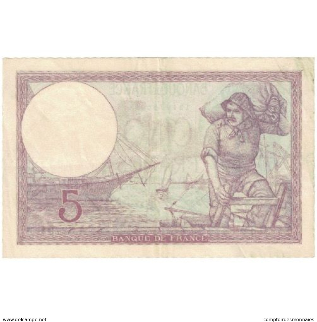 France, 5 Francs, A.52791, TTB, Fayette:3.17, KM:72e - 5 F 1917-1940 ''Violet''