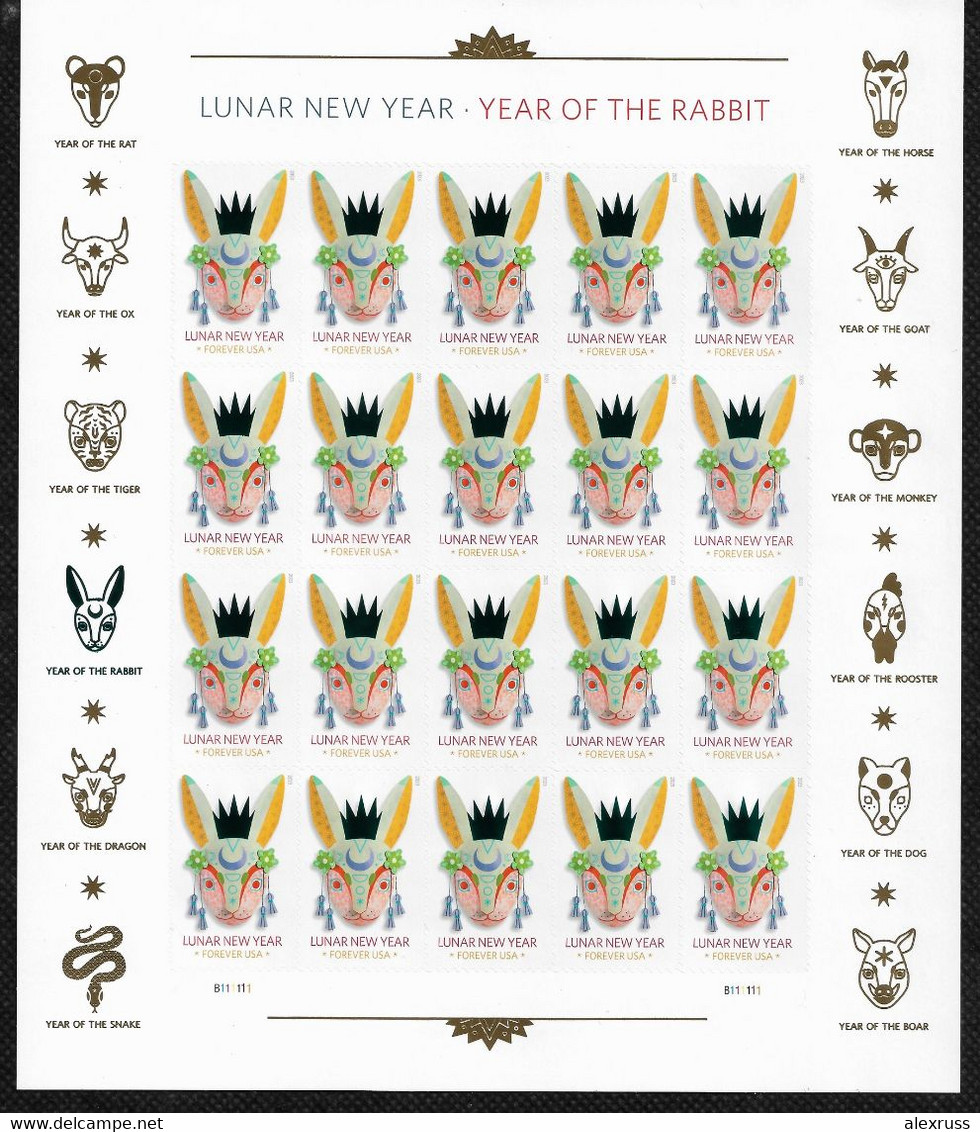 2023 Lunar New Year Series: Year Of The Rabbit, Sheet Of 20, 63c, Scott # 5744, VF MNH** - Unused Stamps