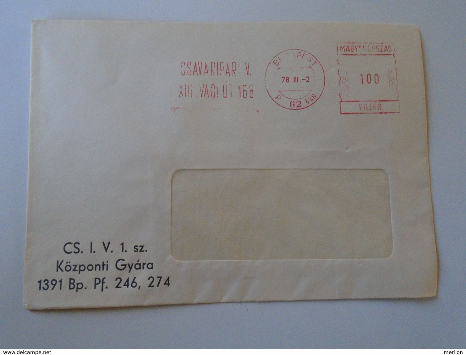 D193832  Hungary  Cover -EMA Red Meter Freistempel 1978  Csavaripari Vállalat Budapest - Timbres De Distributeurs [ATM]