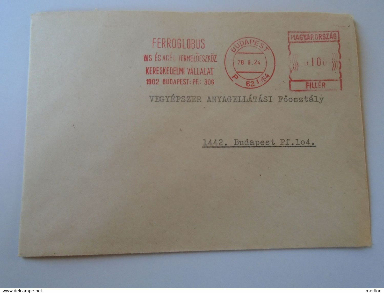 D193834 Hungary  Cover- EMA Red Meter Freistempel  1978 -  Budapest   Ferroglobus - Viñetas De Franqueo [ATM]