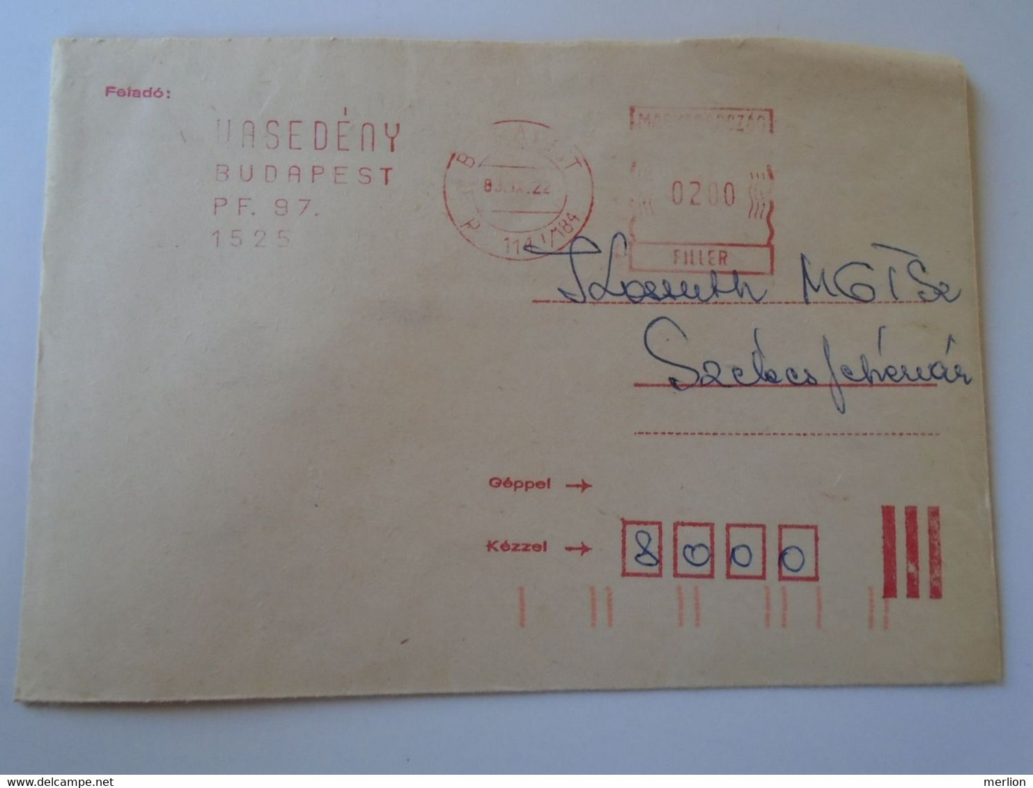 D193837  Hungary  Cover- EMA Red Meter Freistempel  1983 -  Budapest  VASEDÉNY - Viñetas De Franqueo [ATM]