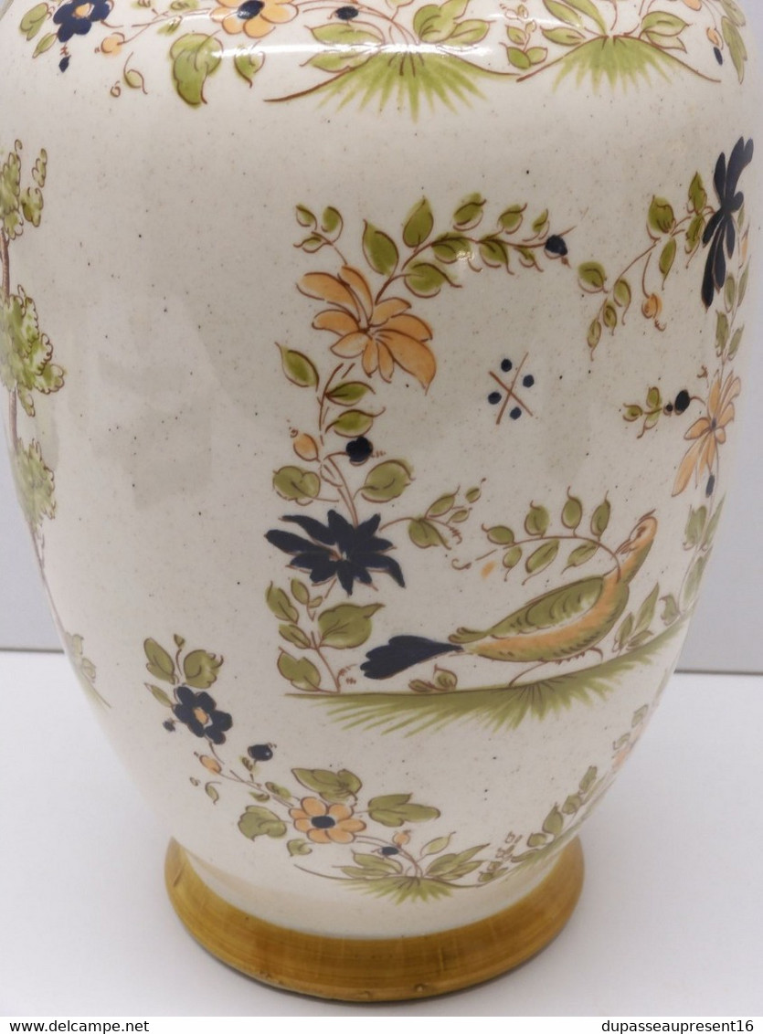 *GRAND VASE CERAMIQUE VIEUX MOUSTIERS REPRO XVIIIe COLLECTION DECO BOUQUETS   E