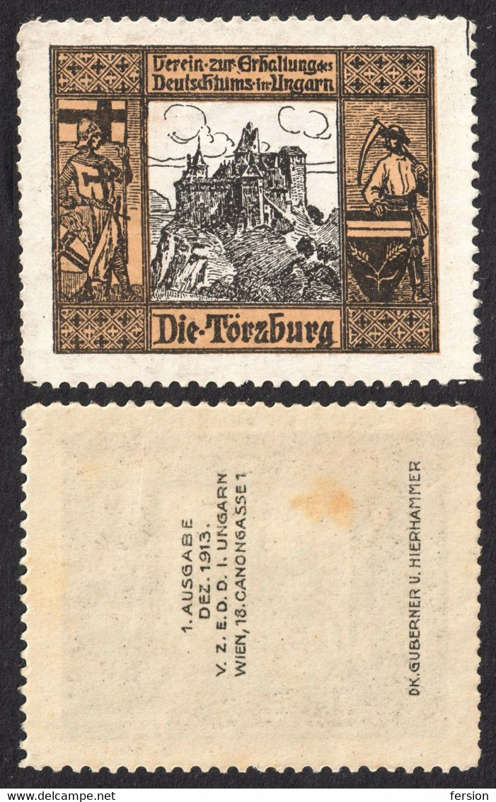 DRACULA Castle Bran Transylvania ROMANIA Törzburg Törcsvár Assoc. GERMANY In HUNGARY 1913 LABEL CINDERELLA VIGNETTE - Transilvania