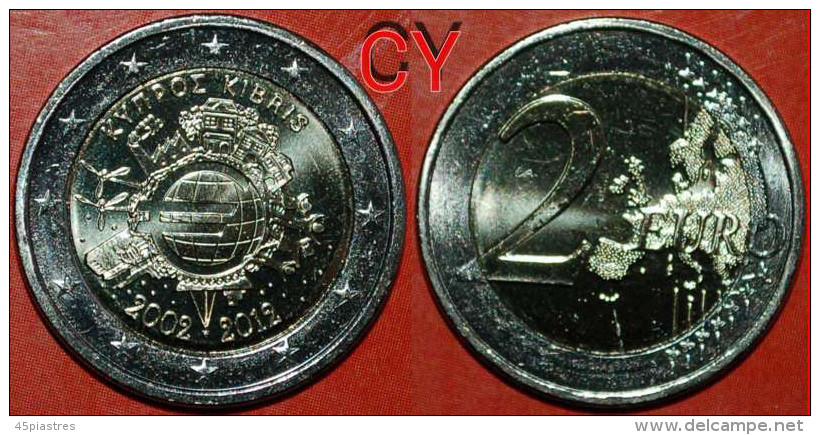 * 2 SOLD ~ SHIP: CYPRUS ★ 2 EURO 2002-2012! UNC FROM ROLL!  LOW START ★ NO RESERVE! - Chipre