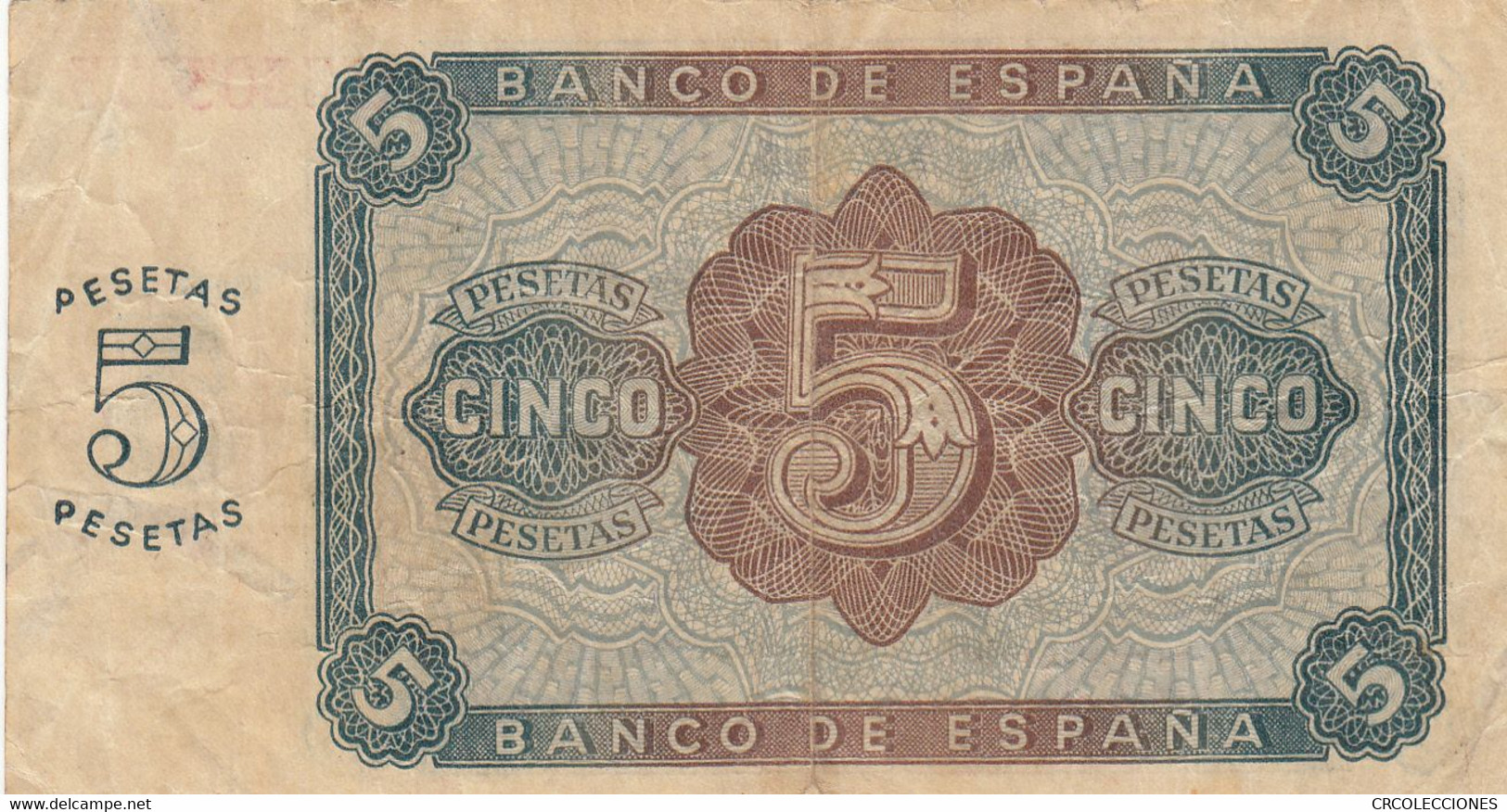 CRBS0454 BILLETE ESPAÑA 5 PESETAS 1938 MBC- - 5 Peseten
