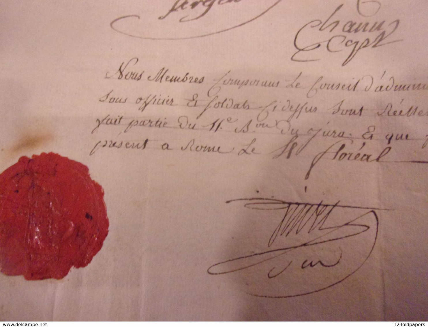 ️ RARE REVOLUTION MILITAIRE 1799 ARMEE DE NAPLES SAINT LAURENT JURA ATTESTATION  1792 62 EME BRIGADE CACHET ROUGE CIRE - Documentos