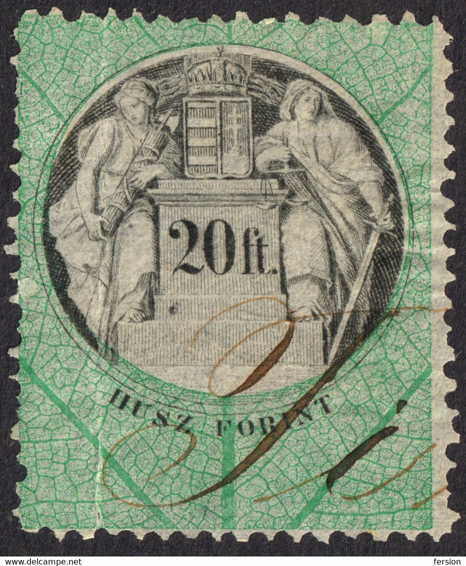 1873 Hungary Croatia Slovakia Vojvodina Serbia Romania Transylvania K.u.k Kuk - Revenue Tax Stamp - USED - 20 Ft. - Fiscale Zegels