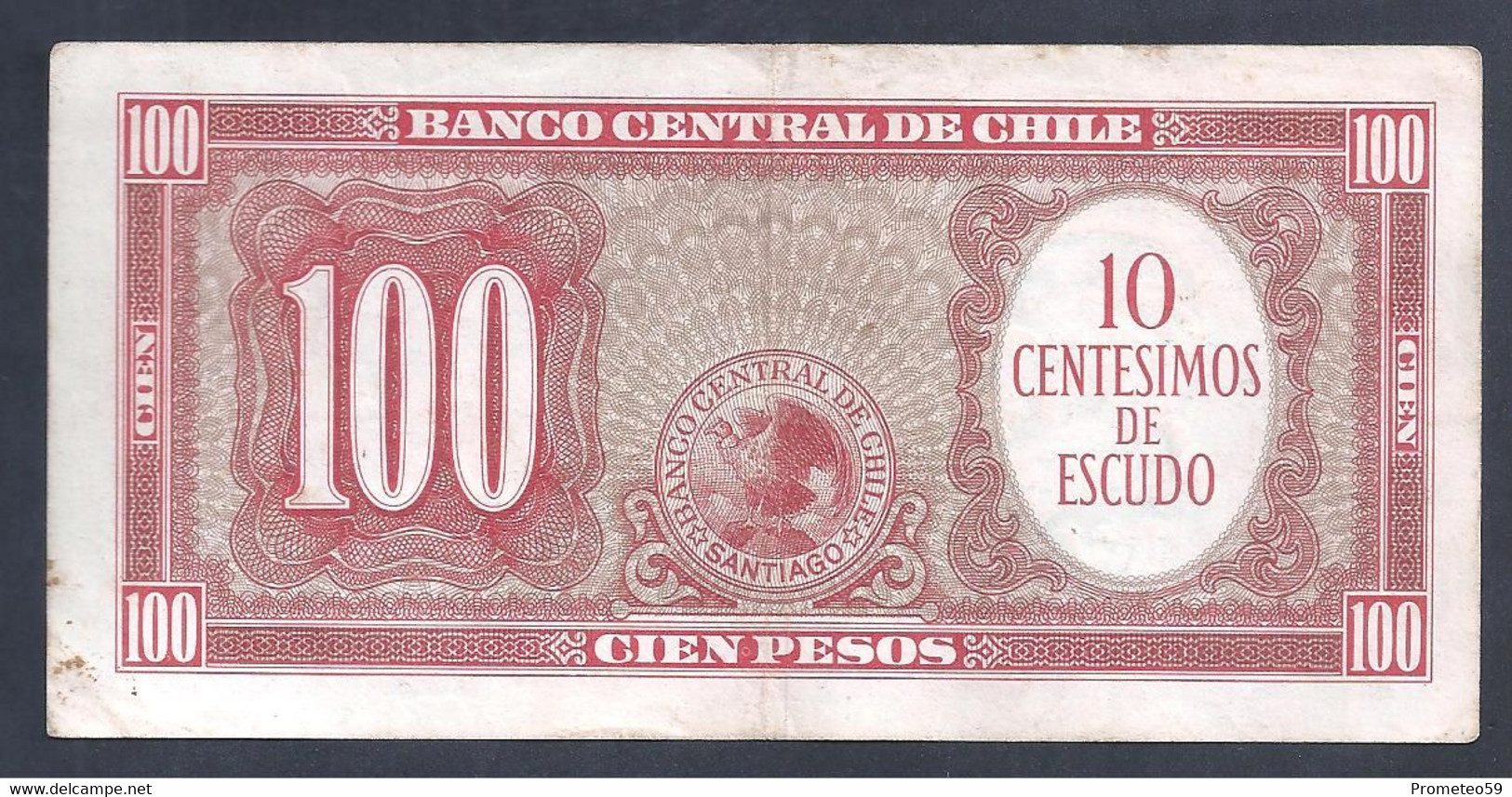 Chile – Billete Banknote De 100 Pesos / 10 Cents. De Escudo – Año 1947/58 - Chili