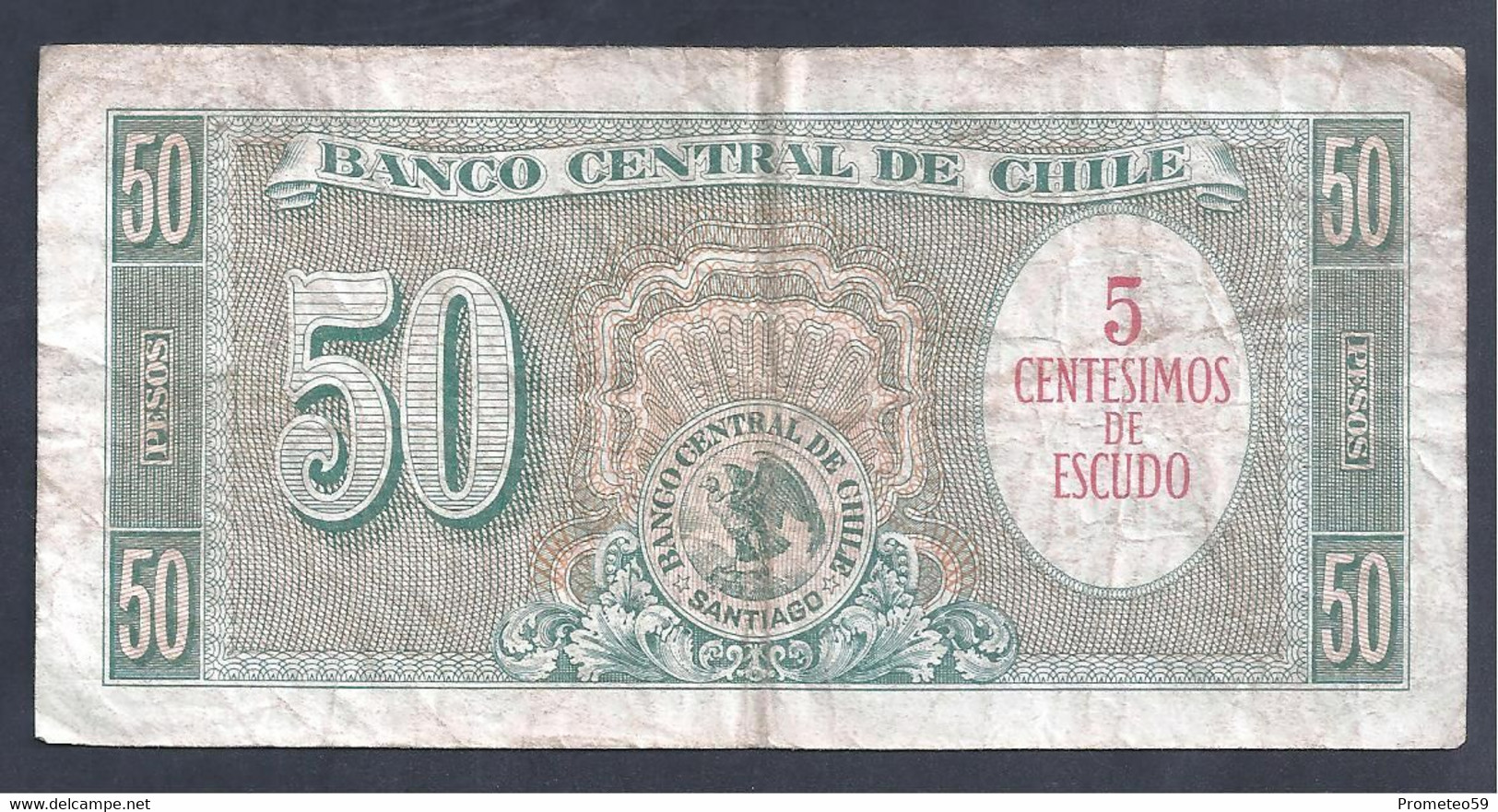Chile – Billete Banknote De 50 Pesos / 5 Cents. De Escudo – Año 1960/61 - Chile