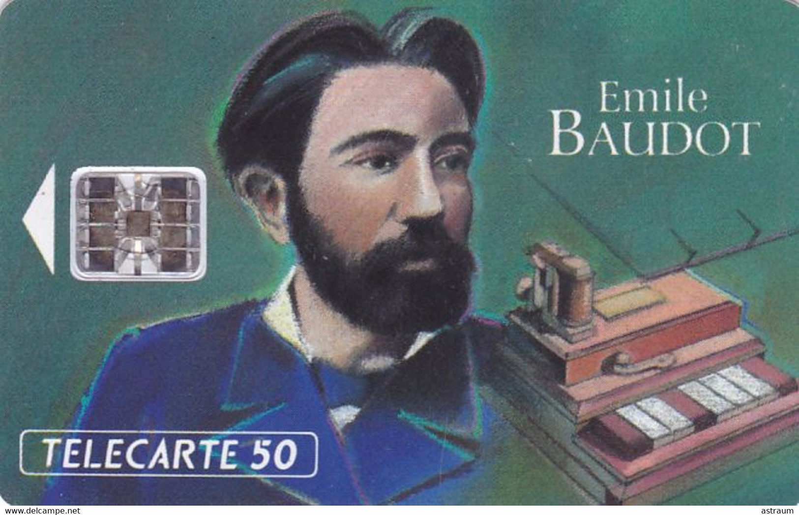 Telecarte Variété - F 366 B  - Emile Baudot - ( N° Rouge ) - Varietà