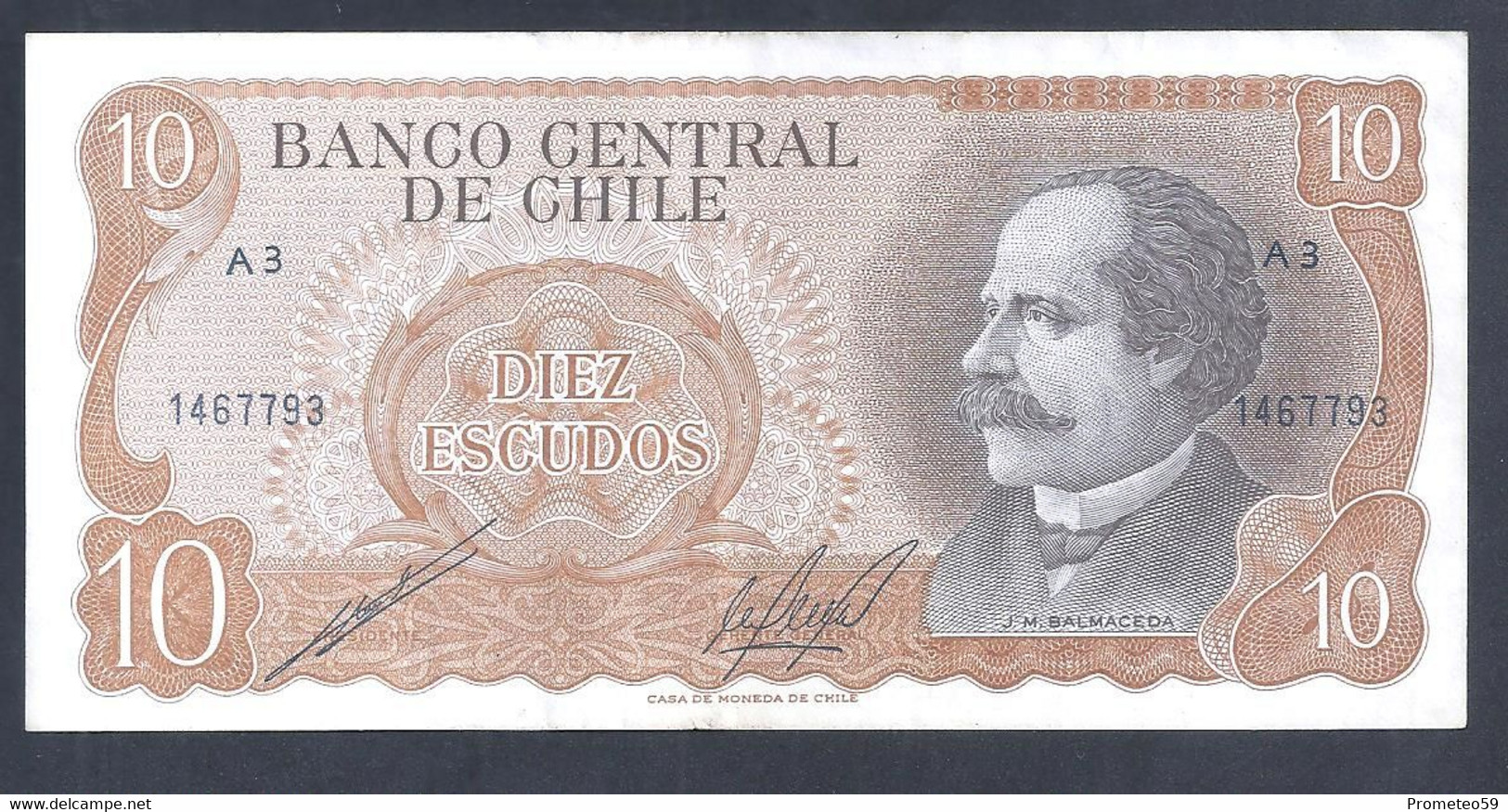 Chile – Billete Banknote De 10 Escudos – Año 1970 - Chile